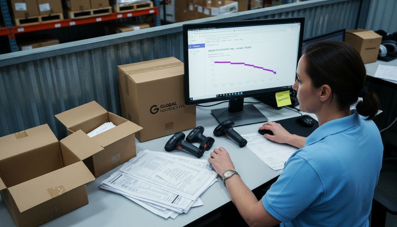 Supervisor checking AI-driven processing results