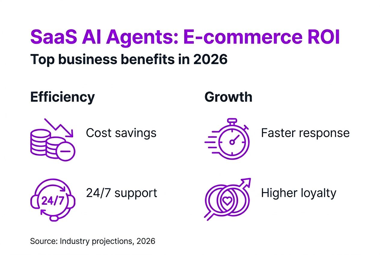 Infographic summarizing key SaaS AI agent benefits