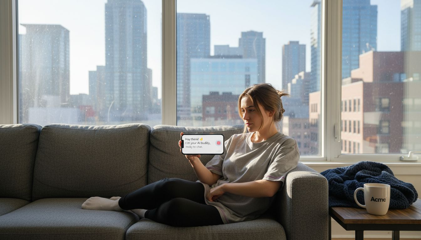 Shopper interacts with AI chatbot on phone