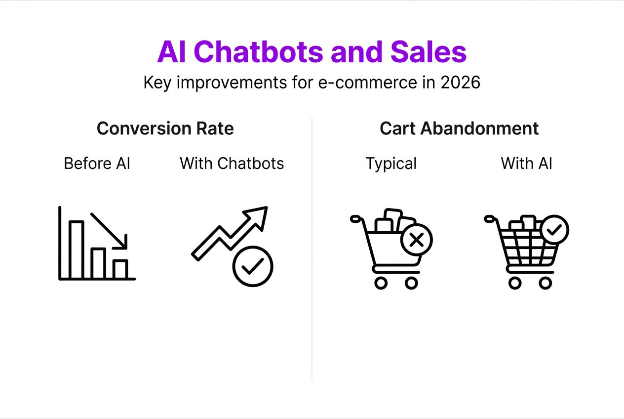 Infographic showing AI chatbots boost conversion and reduce cart abandonment
