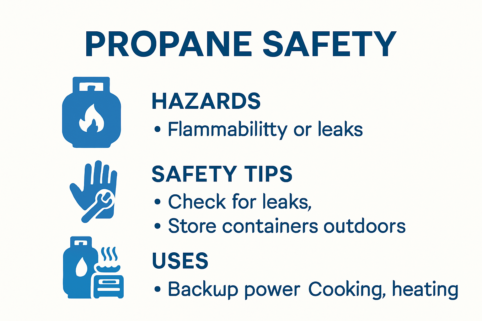 Propane safety tips infographics for beginners and off-grid users