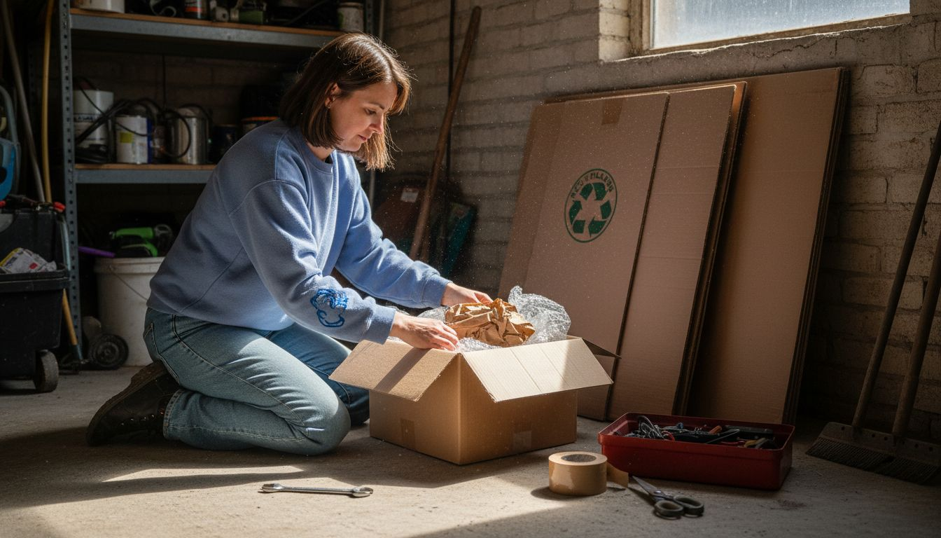 Sorting packing materials in cluttered garage