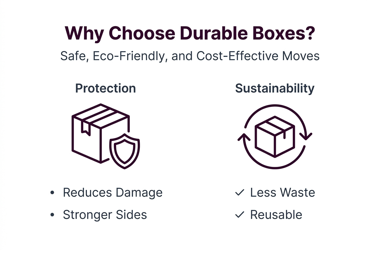 Infographic on durable boxes safety and sustainability