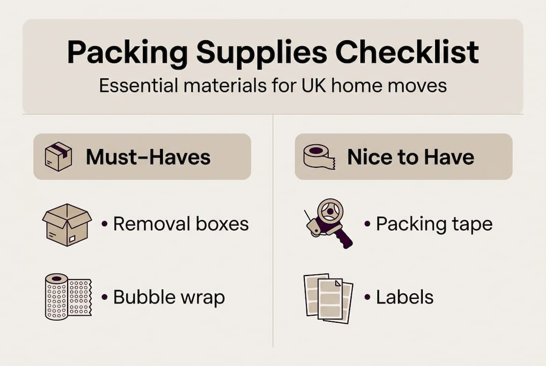 Packing supplies checklist infographic