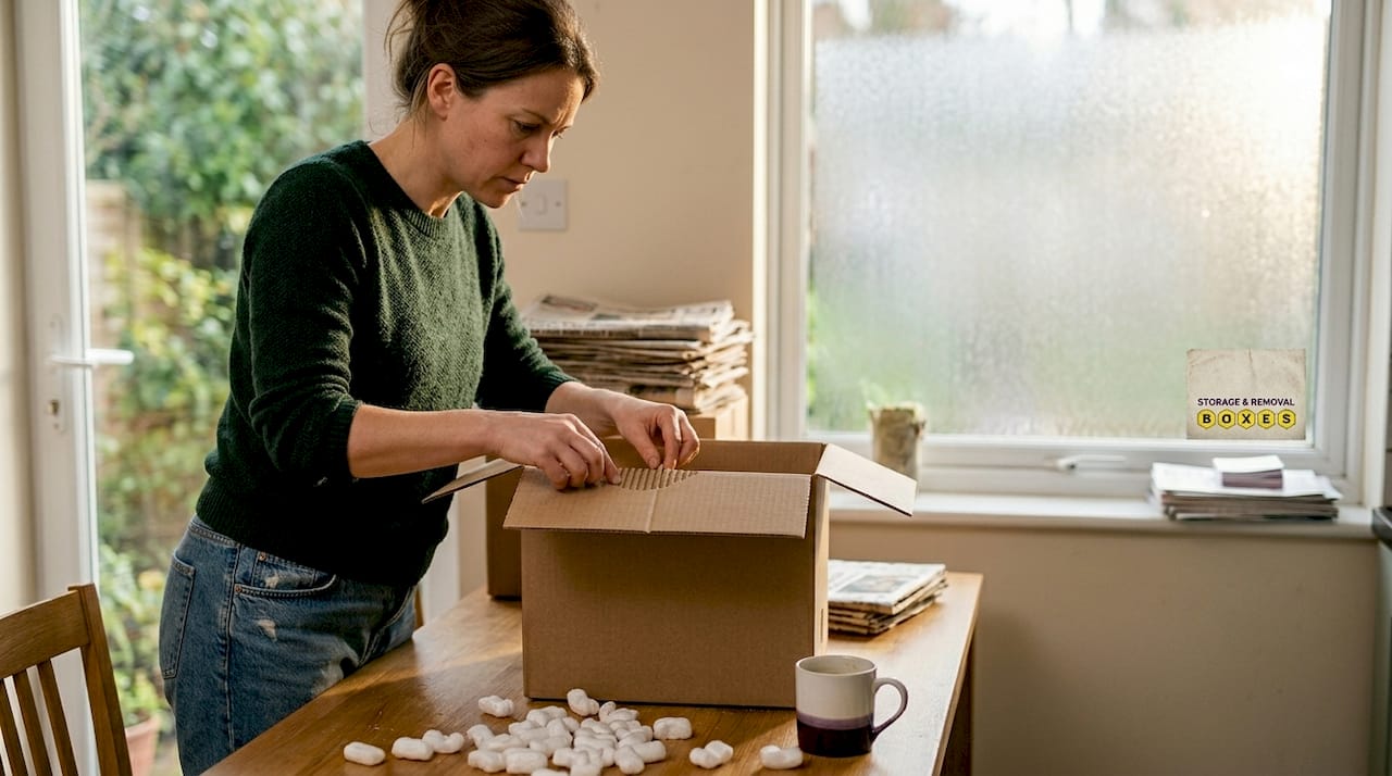 Specialist examines corrugated box material