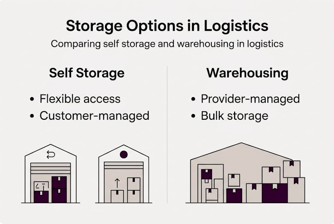 Infographic comparing self storage and warehousing