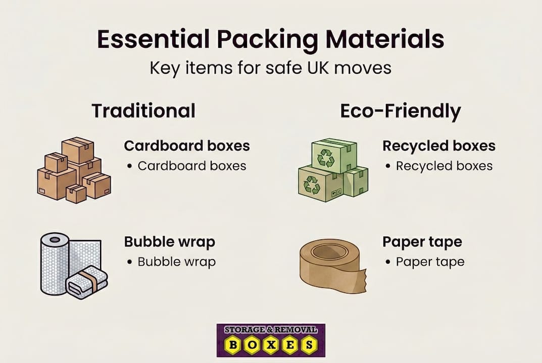 Infographic comparing traditional and eco packing materials