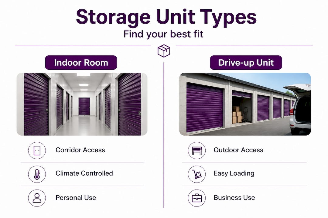 Infographic comparing indoor and drive-up storage units