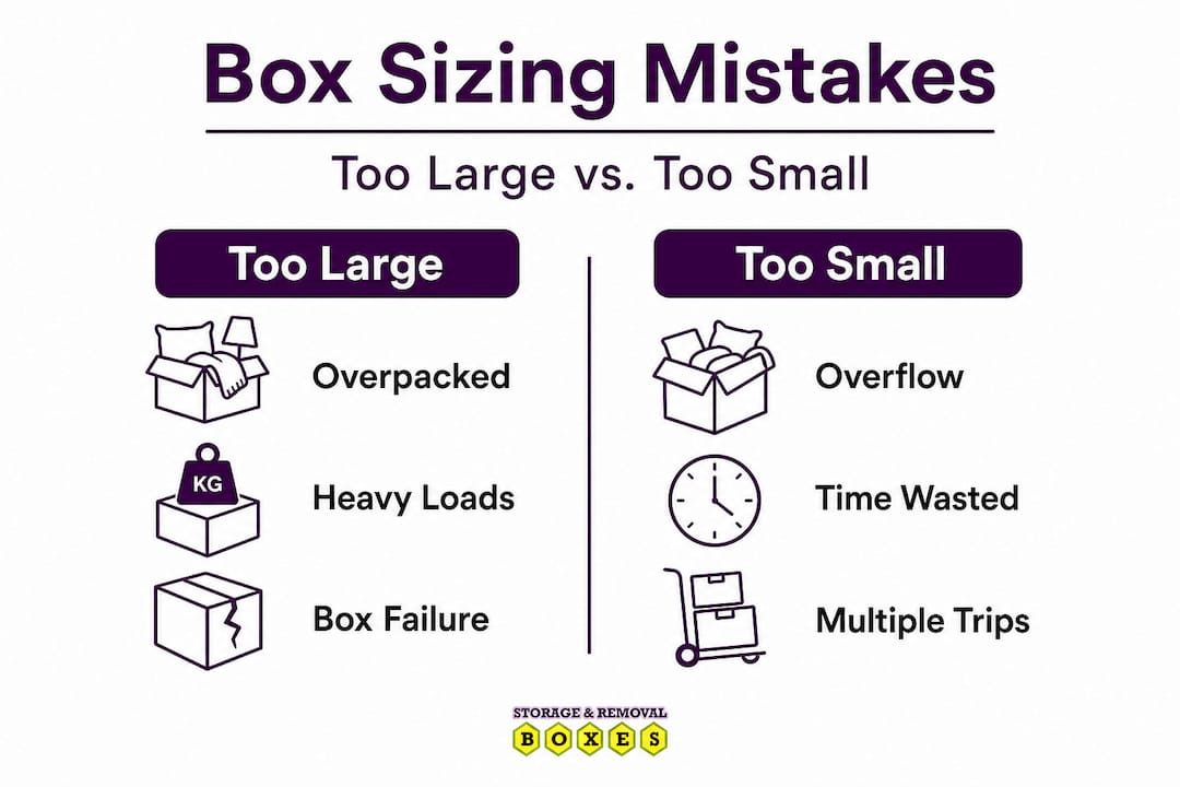 Infographic comparing packing issues with box sizes