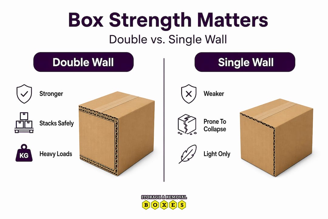 Infographic comparing double and single wall boxes