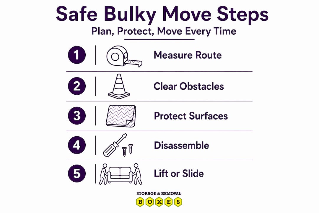 Infographic shows five steps for moving bulky items