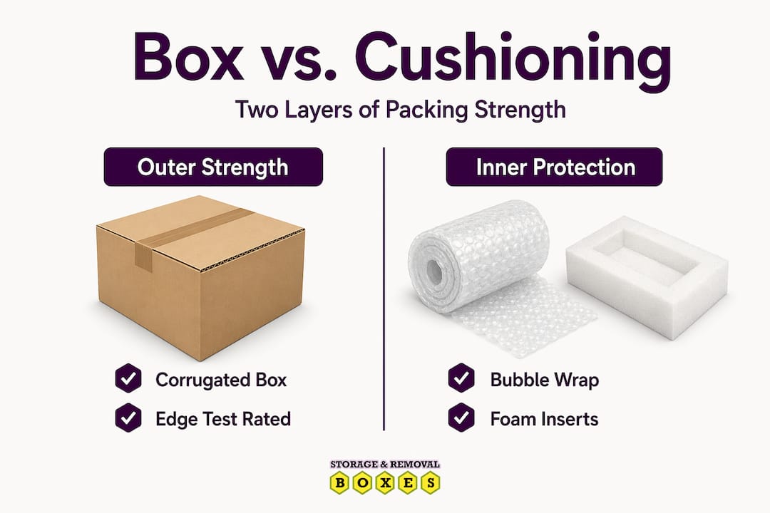 Infographic comparing outer vs inner packing material