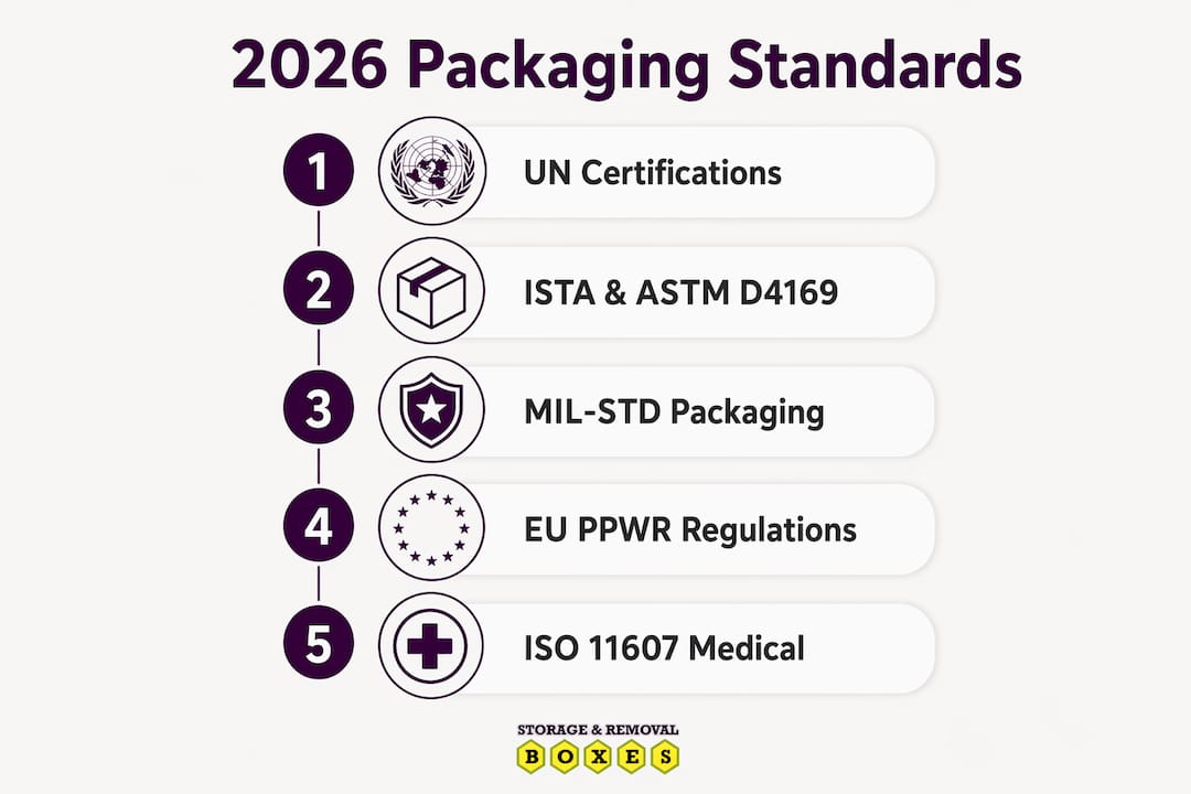 Infographic summarizing 2026 packaging standards steps