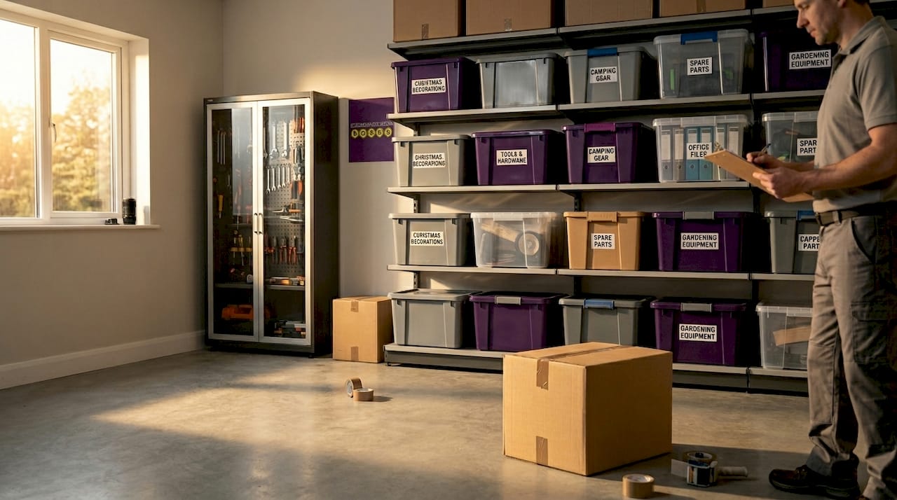 Organized family home storage shelves