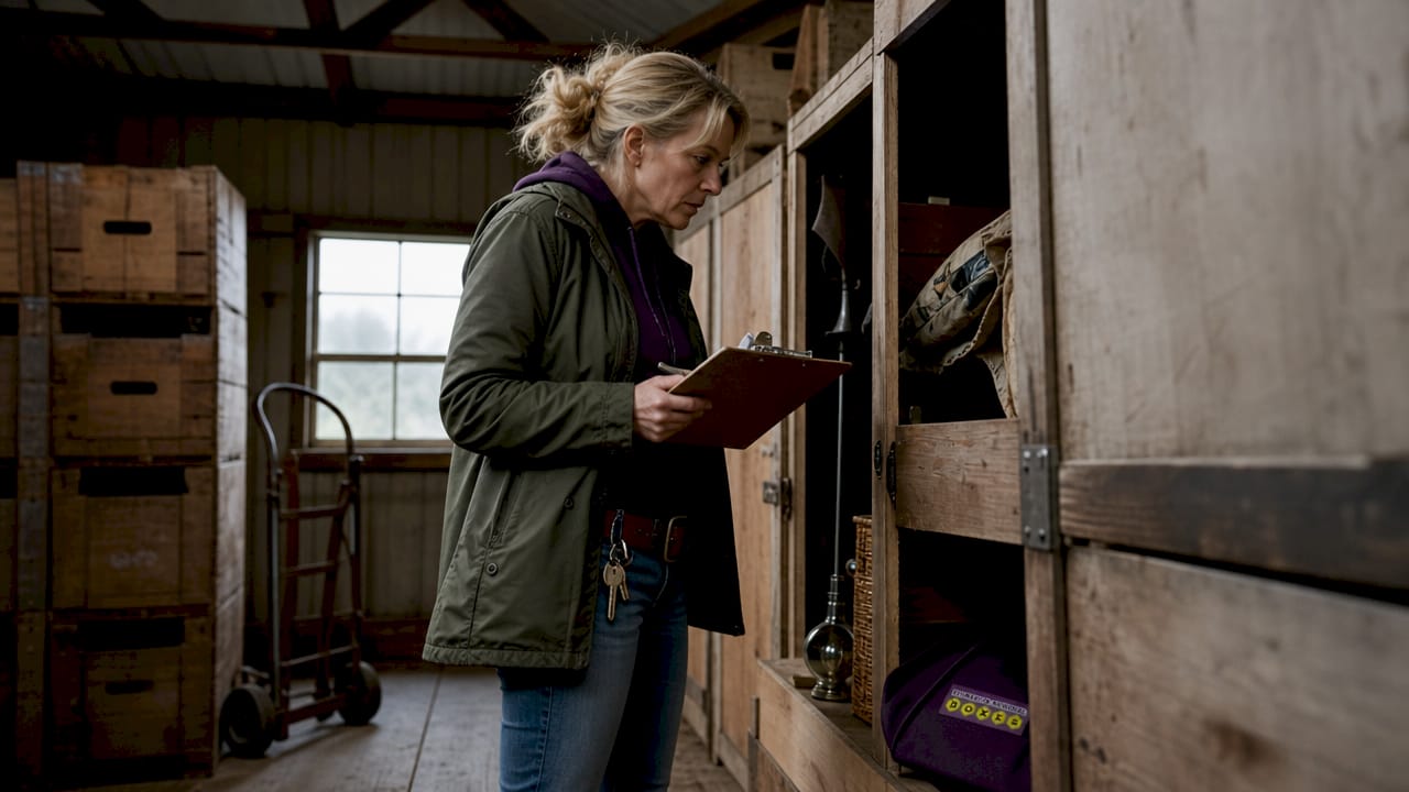Woman inspecting self-storage unit in UK facility