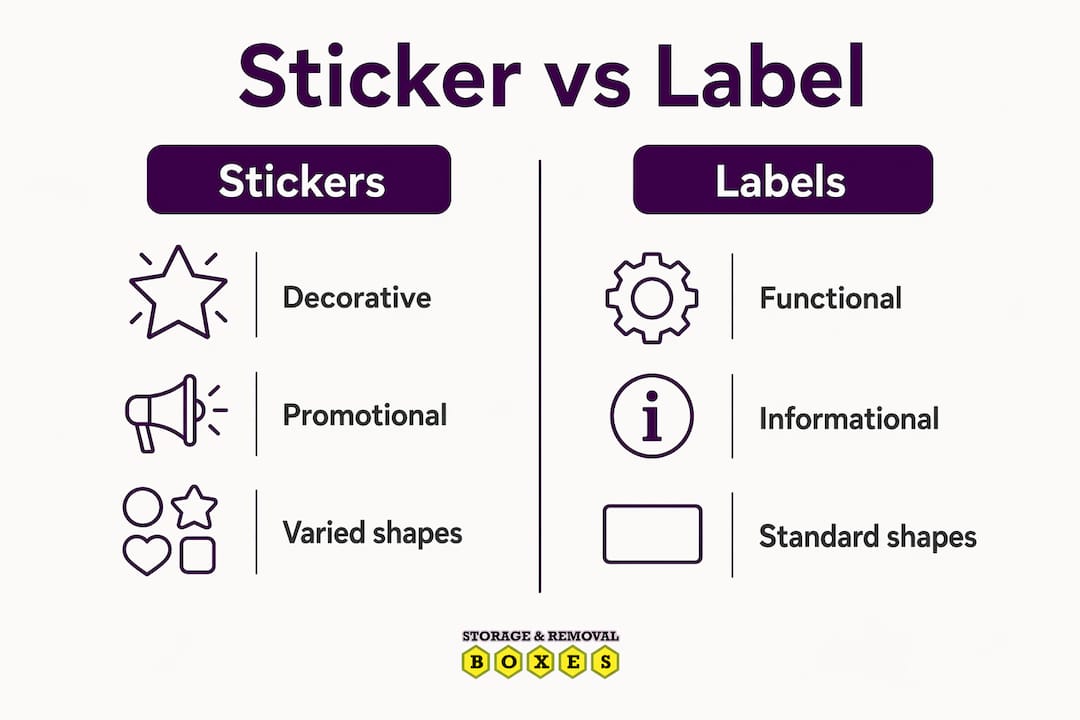 Infographic comparing stickers and labels