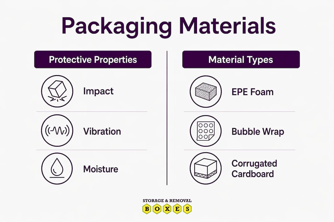 Infographic comparing packaging materials and their properties