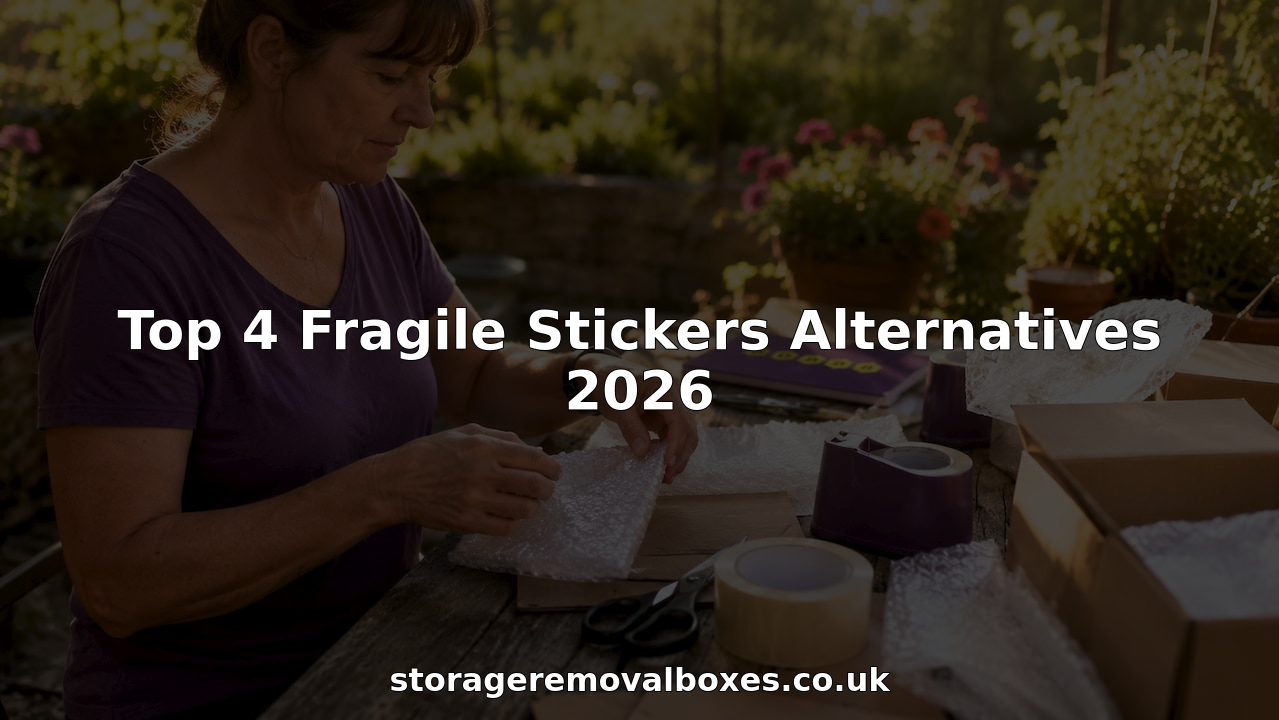 Woman preparing alternative fragile packing labels at kitchen table