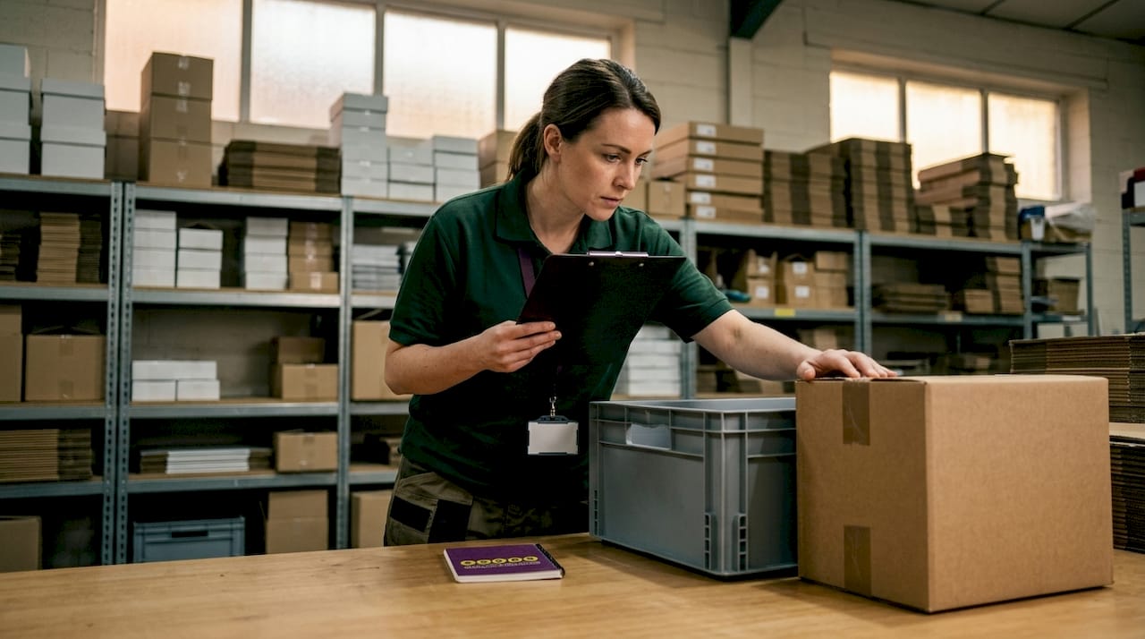 Engineer inspecting durable packaging crates