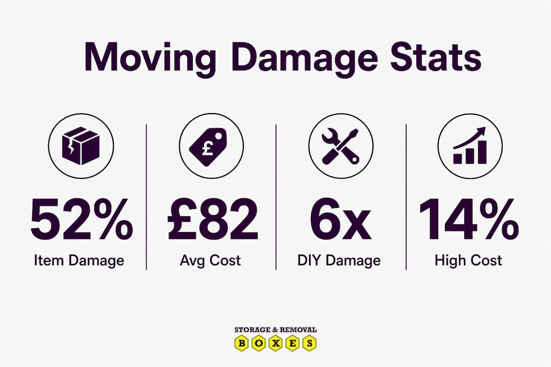 Infographic displaying key moving damage statistics
