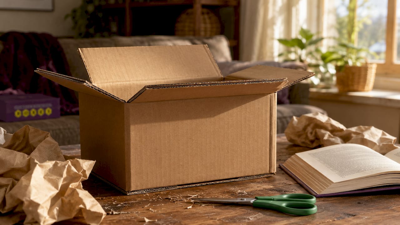 Close-up double-wall corrugated box layers