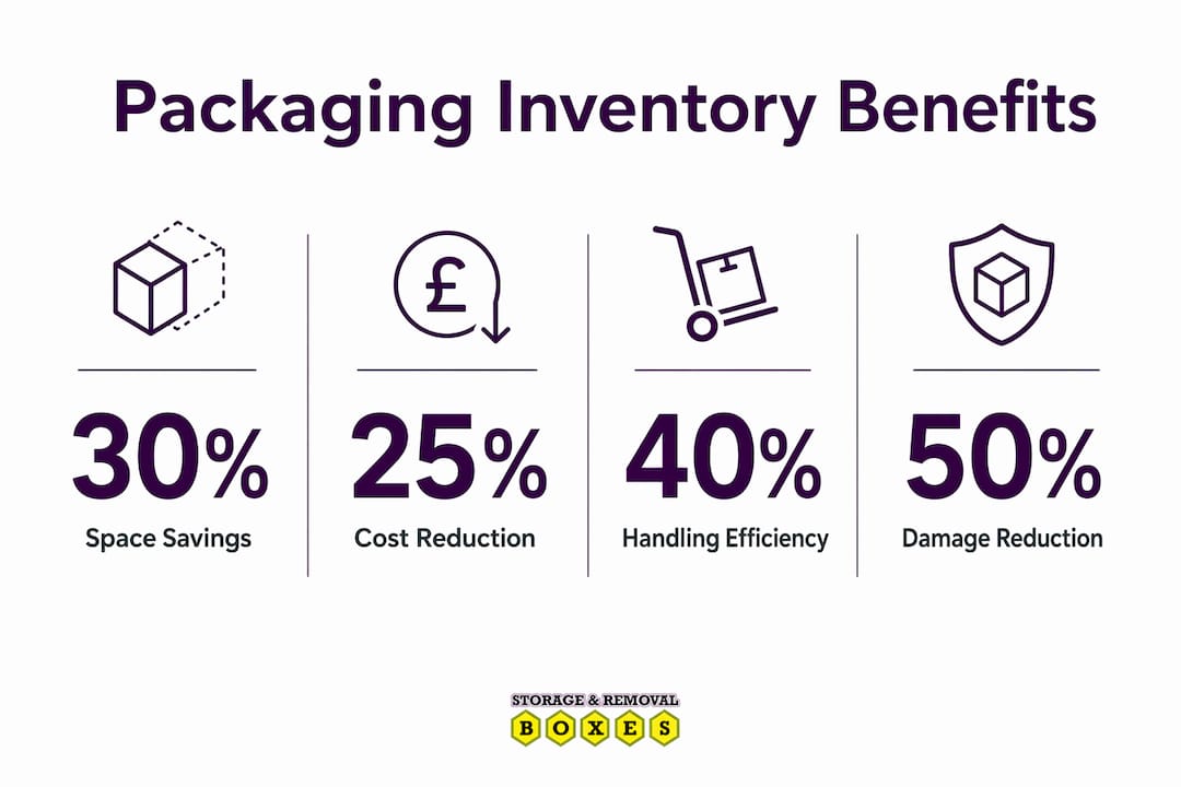 Infographic showing benefits of packaging inventory management
