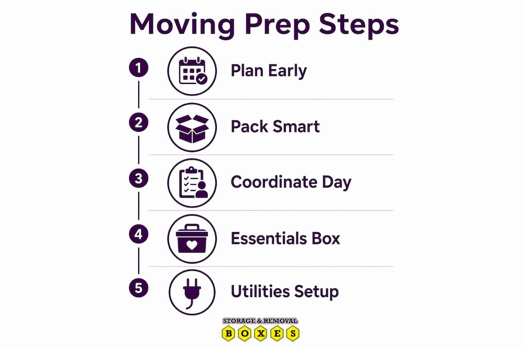 Infographic showing step-by-step moving preparation process