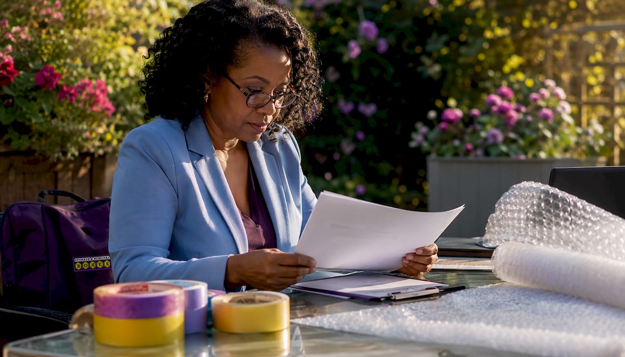 Businesswoman reviewing UK packaging regulations
