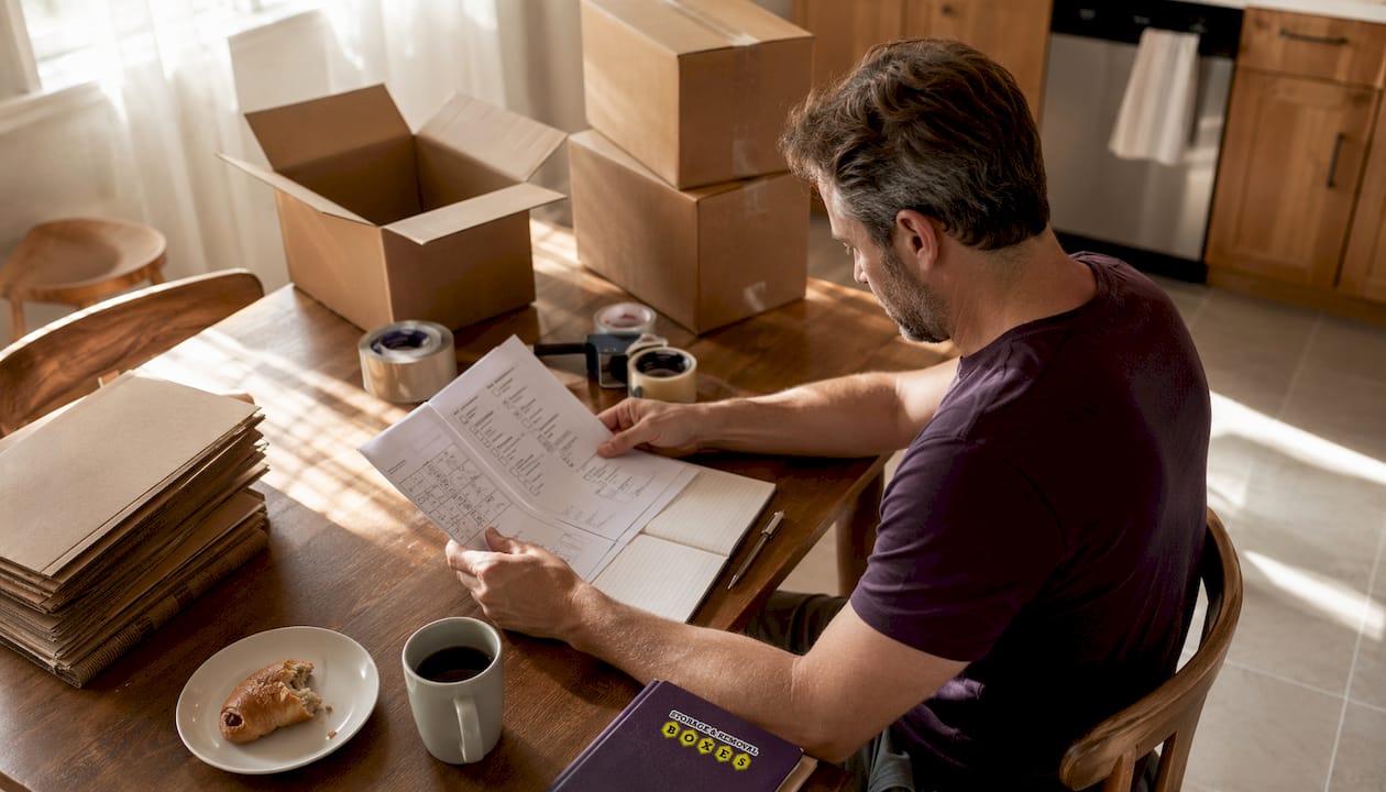 Man reviewing packing guidelines and materials