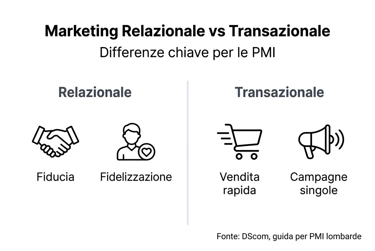 Infografica: confronto tra marketing relazionale e marketing transazionale