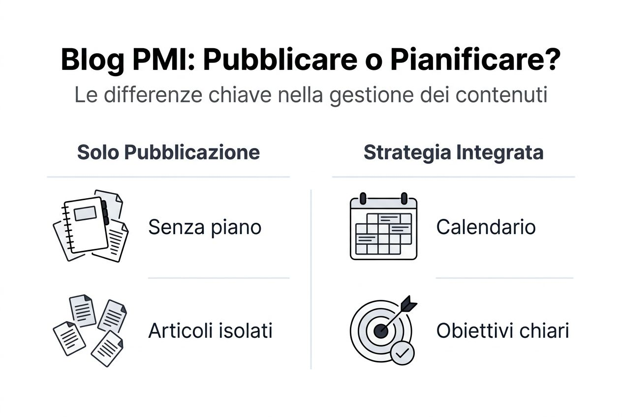 Infografica: differenze tra una pubblicazione occasionale e una strategia di blogging efficace