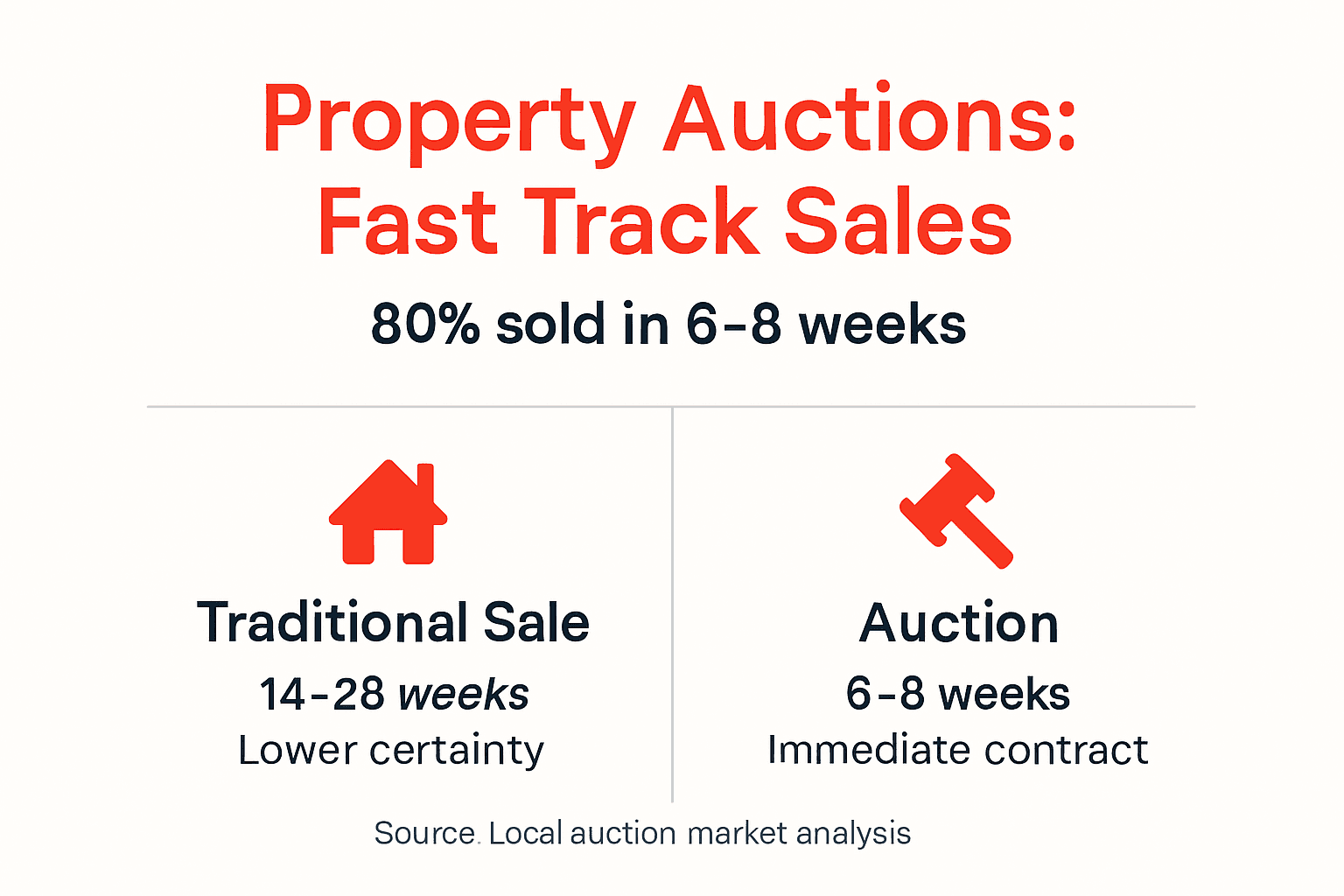 Infographic comparing auction and traditional sale timelines