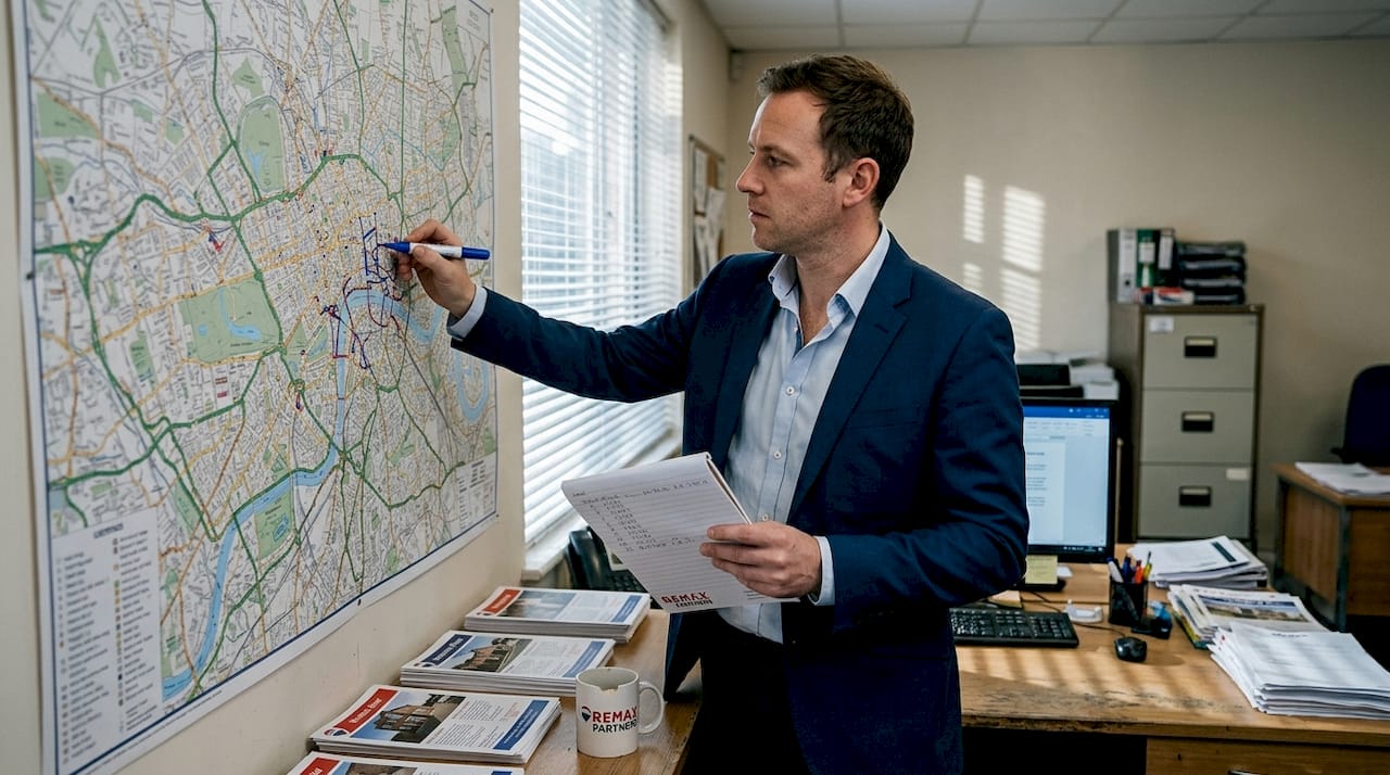 Agent comparing rental trends on Dublin map