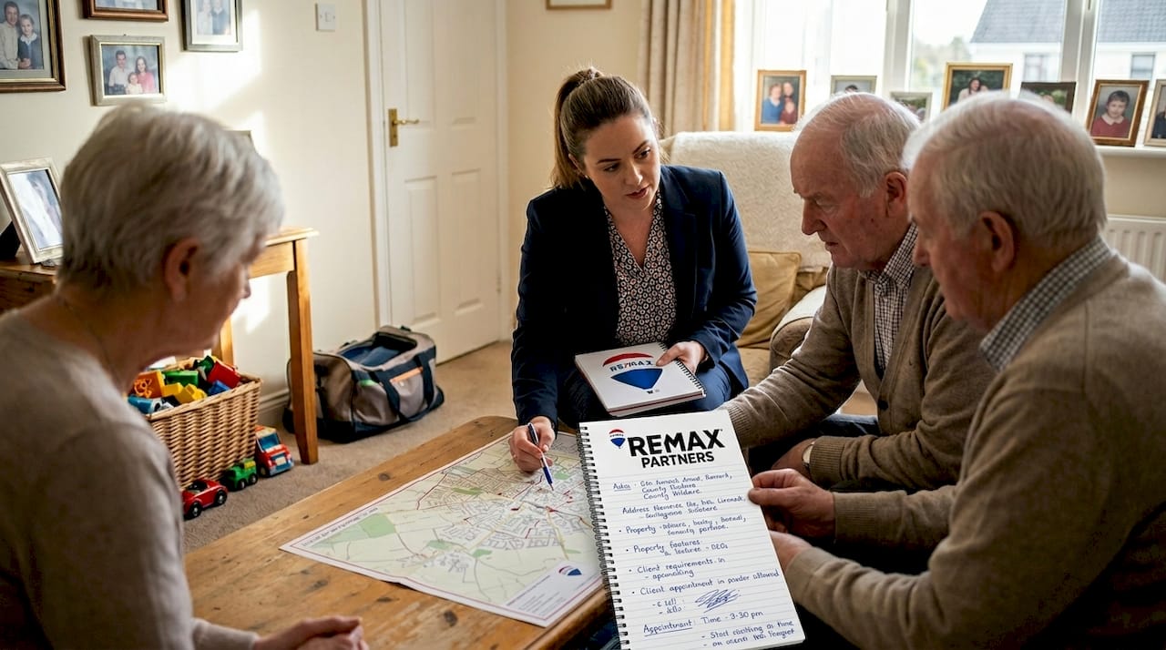 Estate agent discussing Irish market with sellers