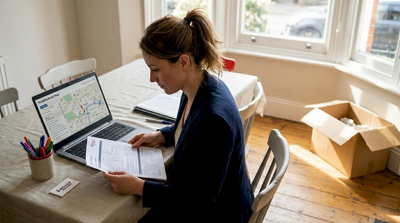 Estate agent reviews property valuation report