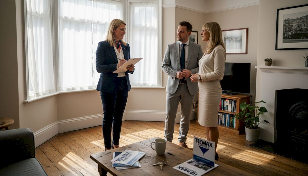 RE/MAX agent reviews home notes with clients