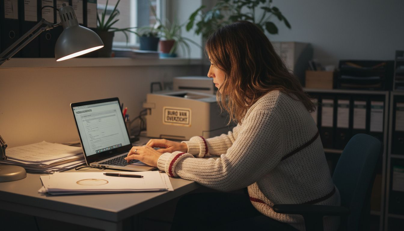 An employee is digitally tracking stock on his laptop.