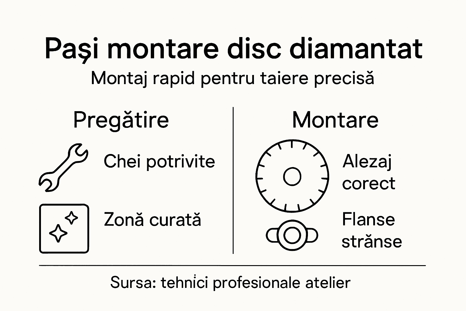 Infografic: cum să montezi corect un disc diamantat – pași esențiali de urmat