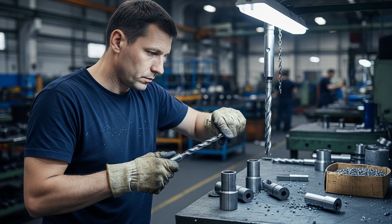 Operatorul lucrează cu un burghiu realizat din oțel rapid (HSS).