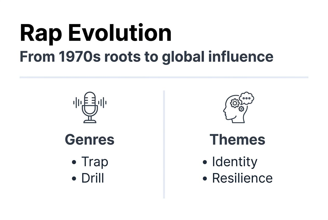 Infographic on rap genres and main themes
