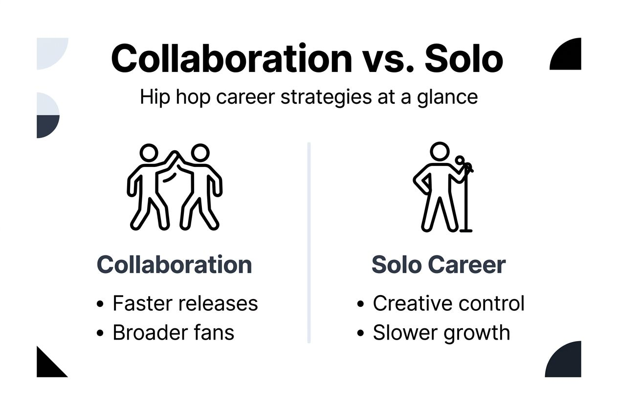 Infographic comparing solo and collaborative hip hop careers