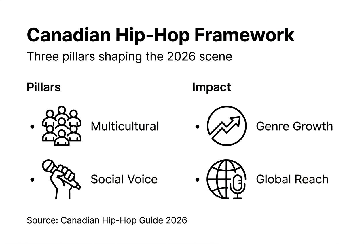 Infographic showing pillars of Canadian hip-hop