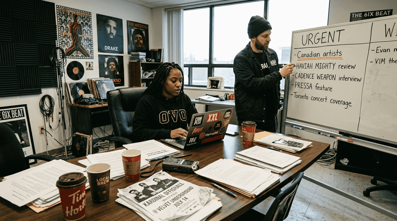 Hip-hop editors discussing Canadian rap coverage