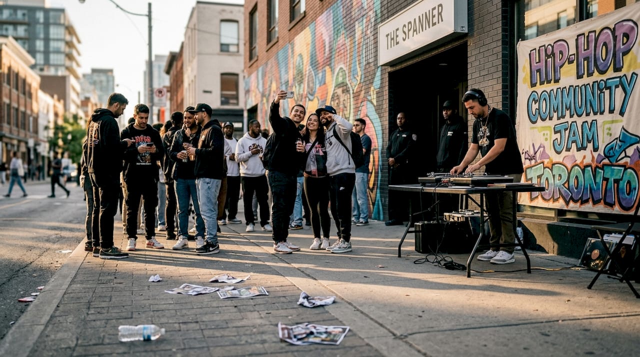 Fans gathering at hip-hop street event
