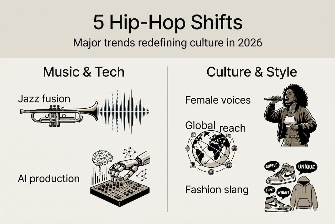 Infographic summarizing hip-hop culture shifts