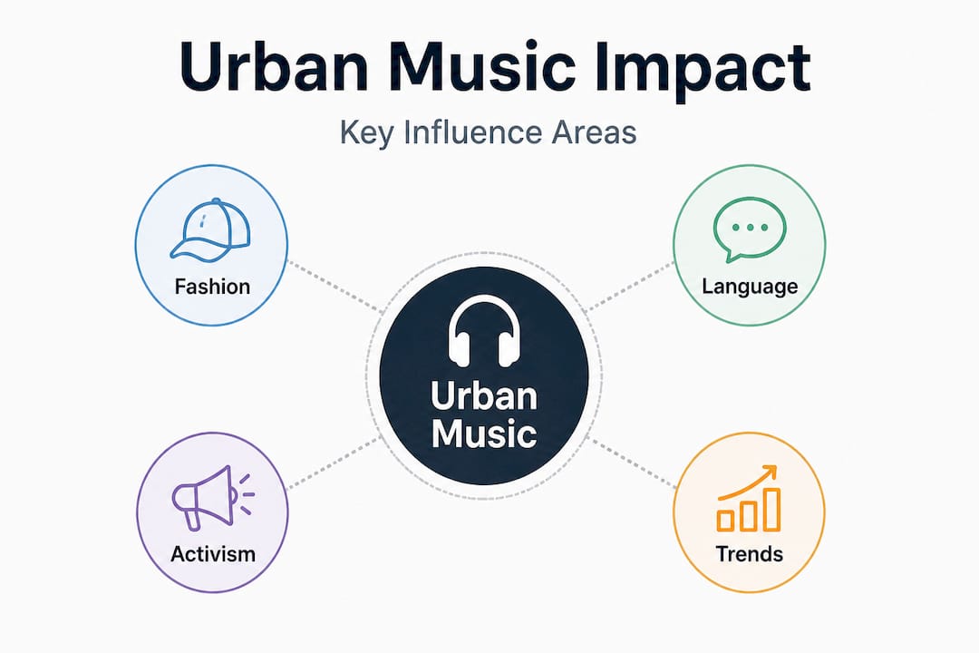 Infographic illustrating urban music's areas of influence