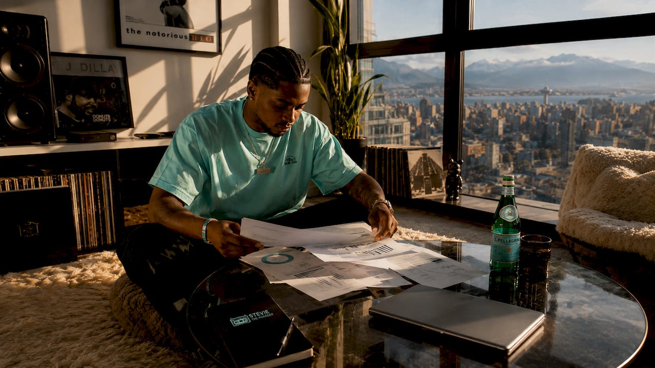 Overhead view of 21 Savage’s business planning desk