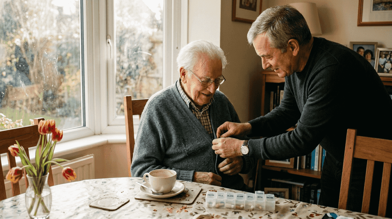 Caregiver helping senior maintain dignity at home