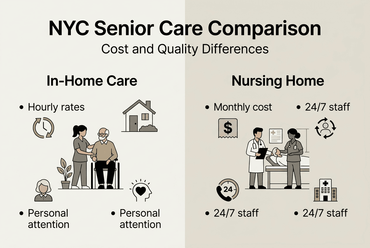 Infographic comparing NYC senior care options