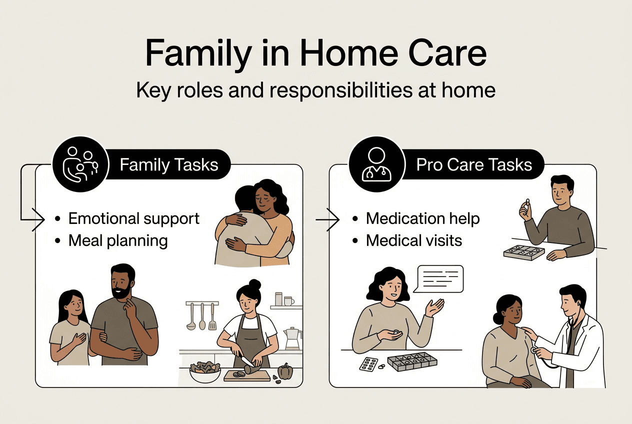 Infographic about family roles in home care